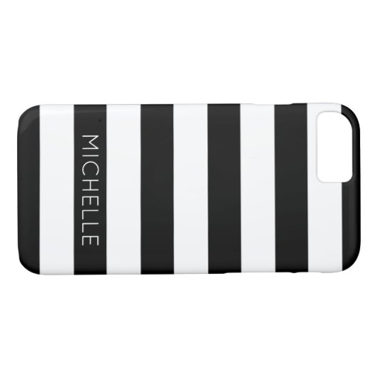 Monogramm für Schwarz-weiße Streifen Individuelle Case-Mate iPhone Hülle (Rückseite (Horizontal))