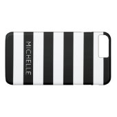 Monogramm für Schwarz-weiße Streifen Individuelle  Case-Mate iPhone Hülle (Rückseite (Horizontal))