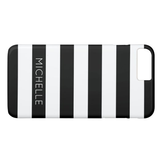 Monogramm für Schwarz-weiße Streifen Individuelle Case-Mate iPhone Hülle (Rückseite (Horizontal))