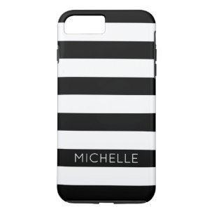 Monogramm für Schwarz-weiße Streifen Individuelle Case-Mate iPhone Hülle