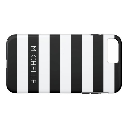 Monogramm für Schwarz-weiße Streifen Individuelle Case-Mate iPhone Hülle (Rückseite (Horizontal))