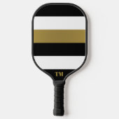 Monogramm für Schwarz-weiße Streifen Pickleball Schläger (Rückseite)