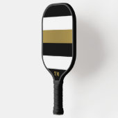 Monogramm für Schwarz-weiße Streifen Pickleball Schläger (Links)