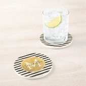 Monogramm für Schwarz-weiße Streifen Untersetzer (Seite)