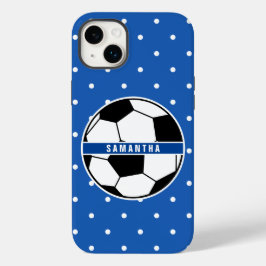 Monogramm für Schwarz-weiße und Blue-Soccer-Spiele Case-Mate iPhone 14 Plus Hülle