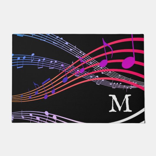Monogramm für Schwarze MUSIKNOTEN Fußmatte (Vorderseite)