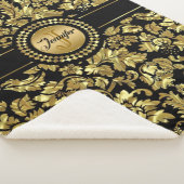 Monogramm für schwarze und goldene Damasken Sherpadecke (3/4)