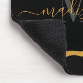 Monogramm für Schwarze und Goldene Folien Mousepad (Ecke)