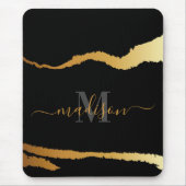 Monogramm für Schwarze und Goldene Folien Mousepad (Vorne)