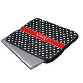 Monogramm für schwarze und weiße Polka-Punkte Rote Laptopschutzhülle (Vorne Knopf)