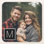 Monogramm für Schwarzweiß-1-Single-FotoCollage Rechteckiger Pappuntersetzer (Vorderseite)