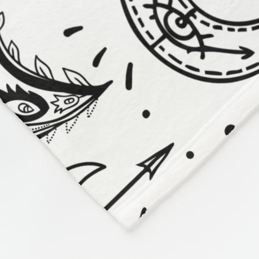 Monogramm für Schwarzweiß-Butterfly-Boho-Elemente Fleecedecke (Ecke)