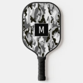 Monogramm für Schwarzweiß-Camouflage Pickleball Schläger (Vorderseite)