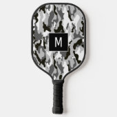 Monogramm für Schwarzweiß-Camouflage Pickleball Schläger (Rückseite)