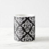 Monogramm für Schwarzweiß-Damaskus-Print Kaffeetasse (Mittel)