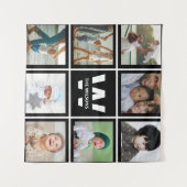 Monogramm für Schwarzweiß-Instagramm-FotoCollage Wandteppich (Vorderseite (Horizontal))