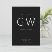 Monogramm für Schwarzweiß-Minimal-Typografie Save The Date (Stehend Vorderseite)