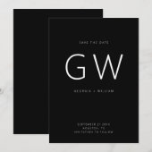 Monogramm für Schwarzweiß-Minimal-Typografie Save The Date (Vorne/Hinten)