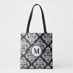 Monogramm für Schwarzweiß-Print Tasche