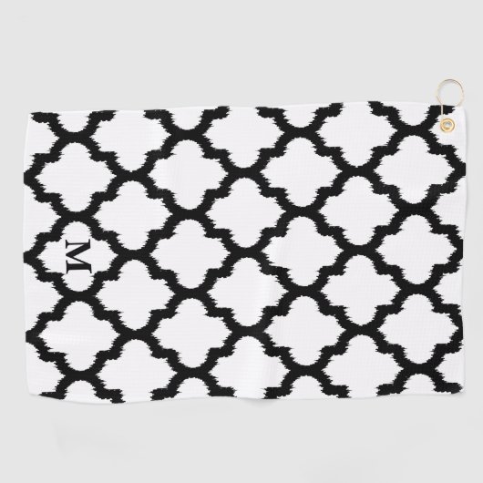 Monogramm für Schwarzweiß-Quatrefolien Golfhandtuch (Horizontal)