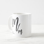 Monogramm für Schwarzweiß-Skripte Kaffeetasse (Vorderseite Links)