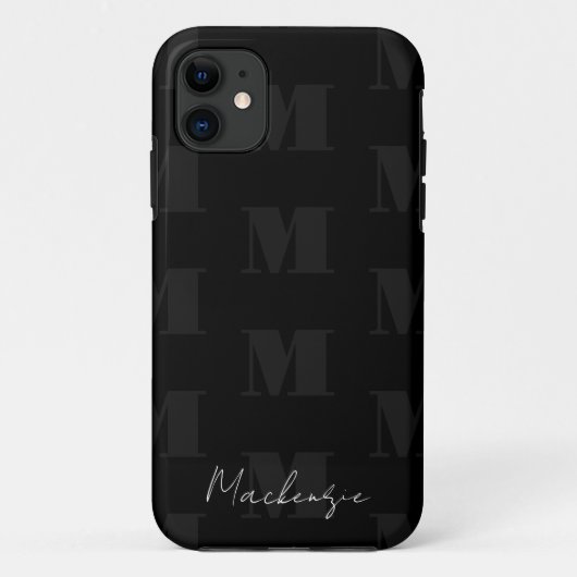 Monogramm für Schwarzweiß-Wiederholmuster Case-Mate iPhone Hülle (Rückseite)