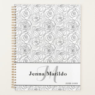 Monogramm für Schwarzweißrosen Personalisiert Planer