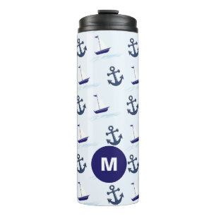 Monogramm für Segelboote und Ankermuster Thermosbecher