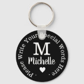 Monogramm für sie mit benutzerdefinierter schwarze schlüsselanhänger (Vorderseite)