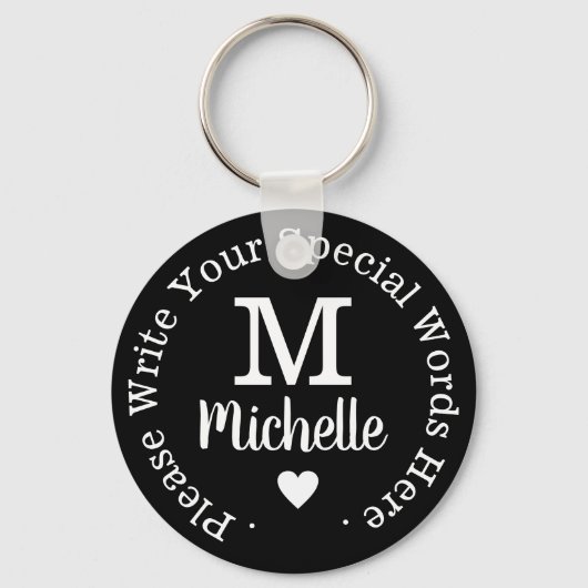 Monogramm für sie mit benutzerdefinierter schwarze schlüsselanhänger (Vorderseite)