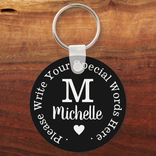 Monogramm für sie mit benutzerdefinierter schwarze schlüsselanhänger (Rückseite)
