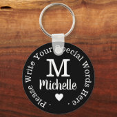 Monogramm für sie mit benutzerdefinierter schwarze schlüsselanhänger (Vorderseite)