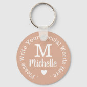 Monogramm für sie mit benutzerdefinierter Text-Ros Schlüsselanhänger (Vorderseite)