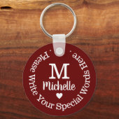 Monogramm für sie mit Custom Red Liebe Schlüsselanhänger (Rückseite)