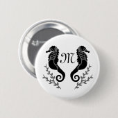 Monogramm für Silhouetten aus schwarzem Seepferd Button (Vorne & Hinten)