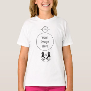 Monogramm für Silhouetten aus schwarzem Seepferd T-Shirt