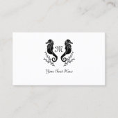 Monogramm für Silhouetten aus schwarzem Seepferd Visitenkarte (Vorderseite)