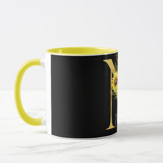 Monogramm für Sonnenblumen Buchstabe N Blumenbuchs Tasse (Links)