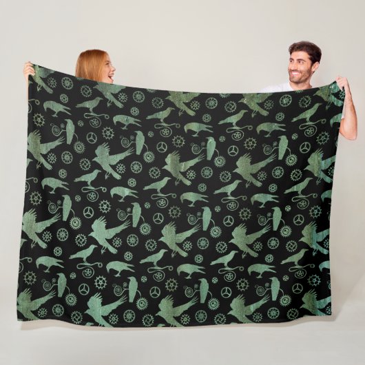Monogramm für Steampunk-Verdigris-Gänge Fleecedecke (Beispiel)