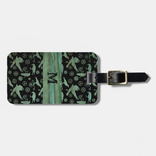 Monogramm für Steampunk-Verdigris-Gänge Gepäckanhänger (Vorderseite horizontal)