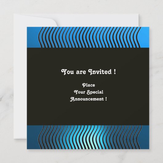 MONOGRAMM FÜR STILVOLLE WELLEN, rosa, blaue Saphir Einladung (Rückseite)