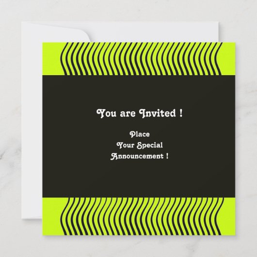 MONOGRAMM FÜR STYLISCH-WELLEN, schwarz-weiß, gelb Einladung (Rückseite)