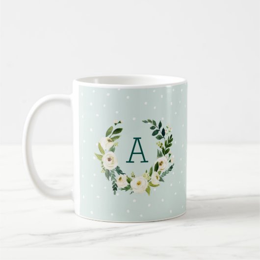 Monogramm für süße Grünkleider und Minzpunkte Kaffeetasse (Links)