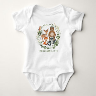 Monogramm für süße Grünwaldtiere Baby Strampler