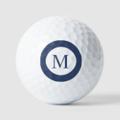 Monogramm für tiefe Navy und weiße Quadratzengrenz Golfball (Vorderseite)