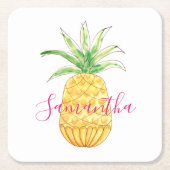 Monogramm für tropische Ananas Rechteckiger Pappuntersetzer (Vorderseite)