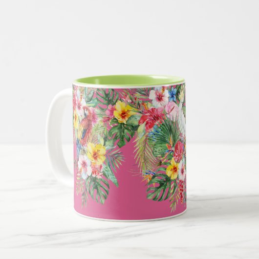 Monogramm für tropische Wasserfarben Zweifarbige Tasse (Vorderseite Links)