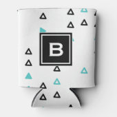 Monogramm für Truquoise und schwarze Dreiecke Dosenkühler (Vorderseite)