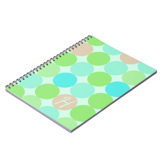 Monogramm für Türkisblaue und orangefarbene Kreise Notizblock (Linke Seite)