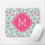 Monogramm für Vintage Blumendruckaufschrift mit Pr Mousepad<br><div class="desc">Niedliches und mädchenhaftes Design mit einem modernen Vintagen Blumenmuster, personalisiert mit Ihrem eigenen Monogramm-Namen und in einem eleganten Quarrefolienrahmen. Klicken Sie auf Anpassen, um die Schriftart und Farben des Monogrammes zu ändern, um ein eigenes Design zu erstellen. Kostbare und einzigartige Geschenke!</div>
